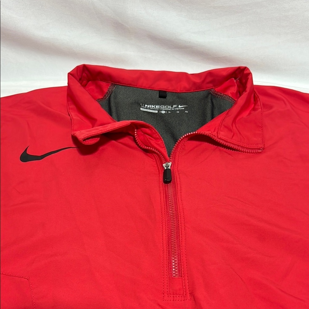 Nike Golf Short Sleeve 1/2 Zip Pullover Red Rain Shirt Size XL